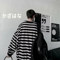 vintage high street striped round neck sweater mens clothes sports pullover student hip hop japanese streetwear fashion clothes