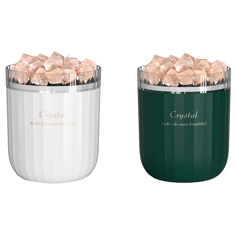 

2PCS Crystal Aromatherapy Air Humidifier with Atmosphere Lamp Home USB Aroma Essential Oil Diffuser, Green & White