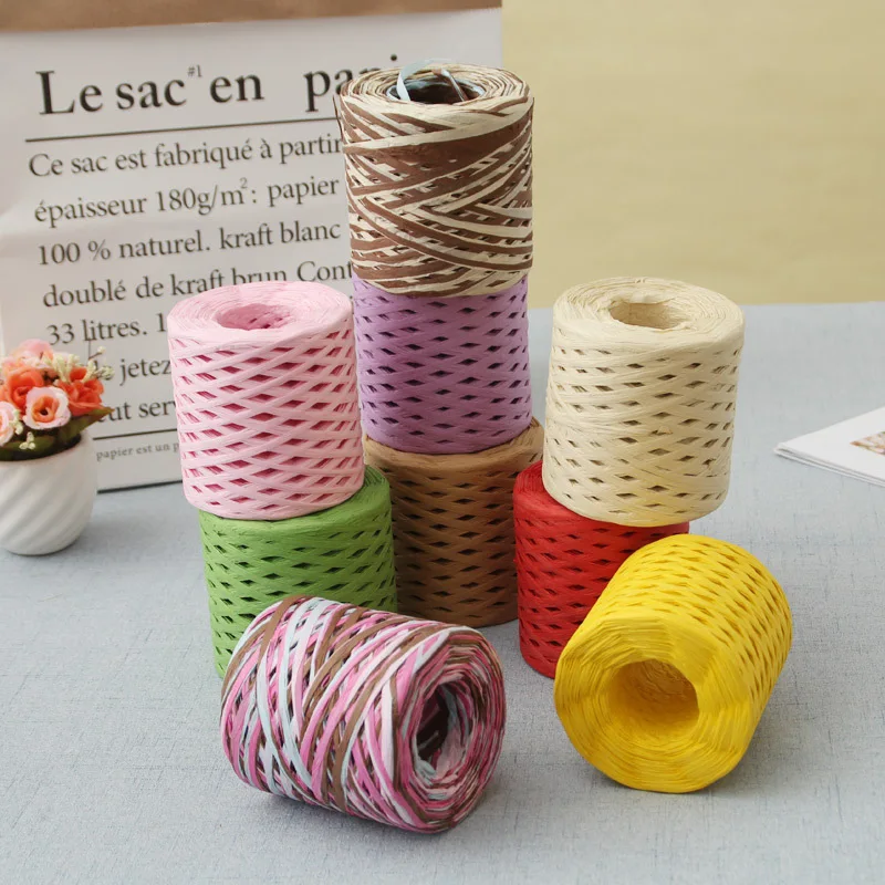 200 м цветной лафитовый бумажный шнурок Смешанная бирка подарочная лента для