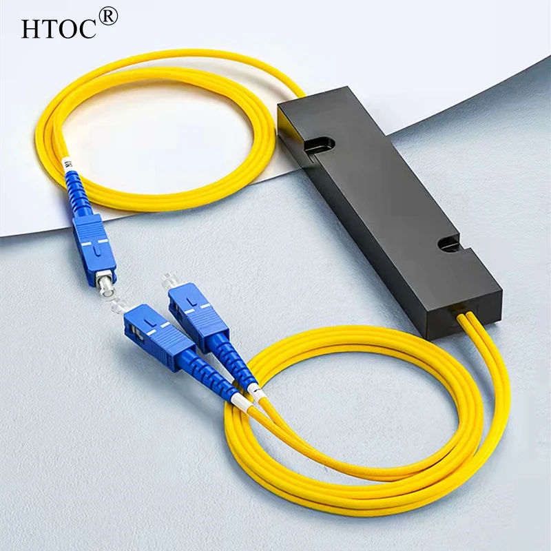 

HTOC FTTH Fiber Optic PLC Splitter 1x2 SC Connector Singlemode Fiber Optical UPC Pigtailed Optical Branching Device