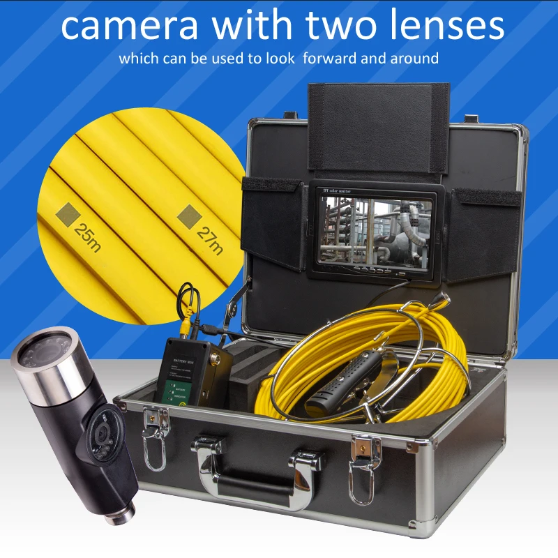 

42mm Dual Lens 20m Cable Pipeline Internal Inspection Camera For Sewer Drain Duct Endoscope System 7inch LCD IP68 Waterproof