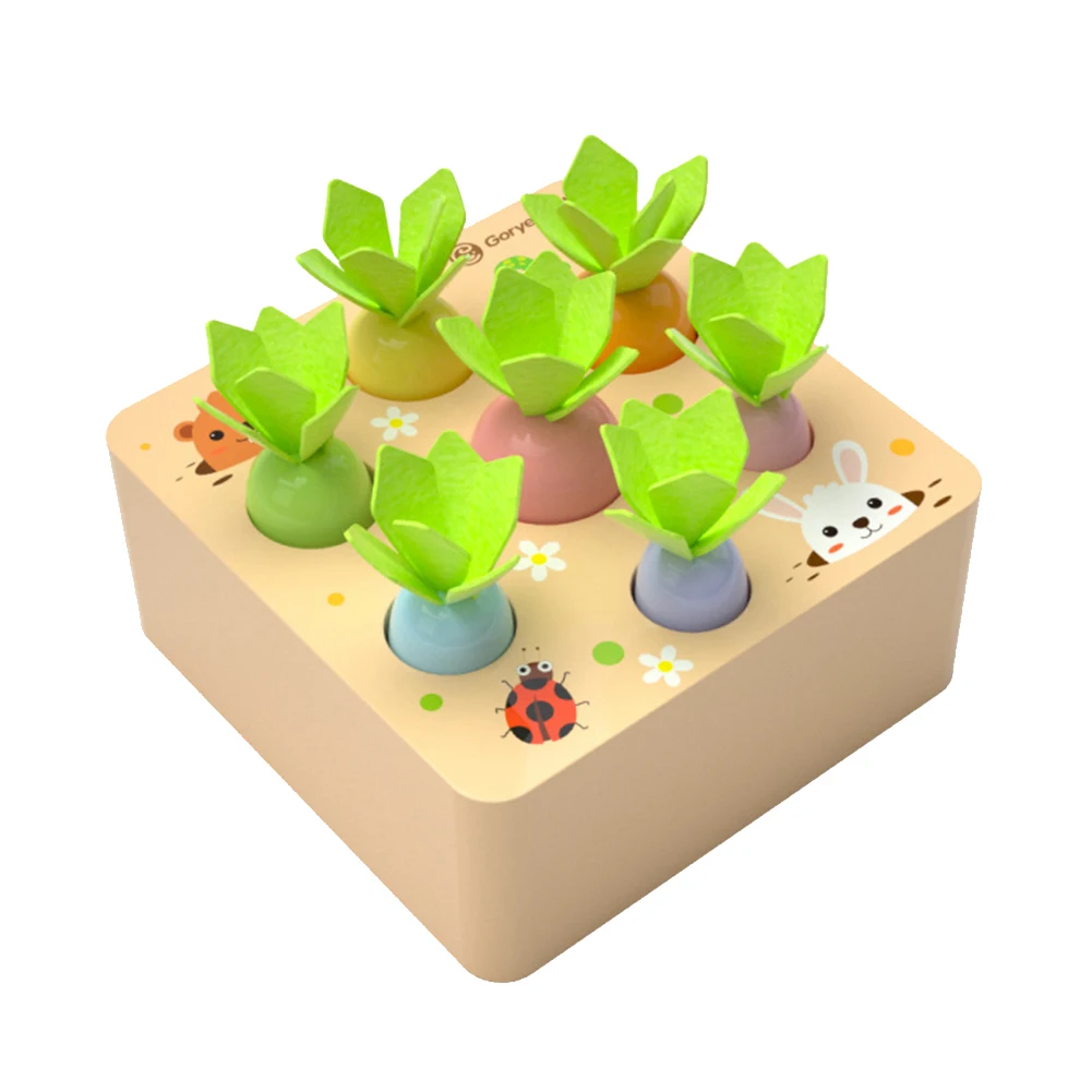 

2-5Y Wooden Baby Montessori Toy Pulling Carrot Cognition Parent-child Interactive Educational Matching Puzzle Toys for Kids