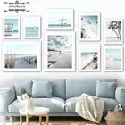 Плакат с изображением Морского Пейзажа, пальмы чайки, парусника, тропического холста, скандинавские принты, настенные картины для декора гостиной