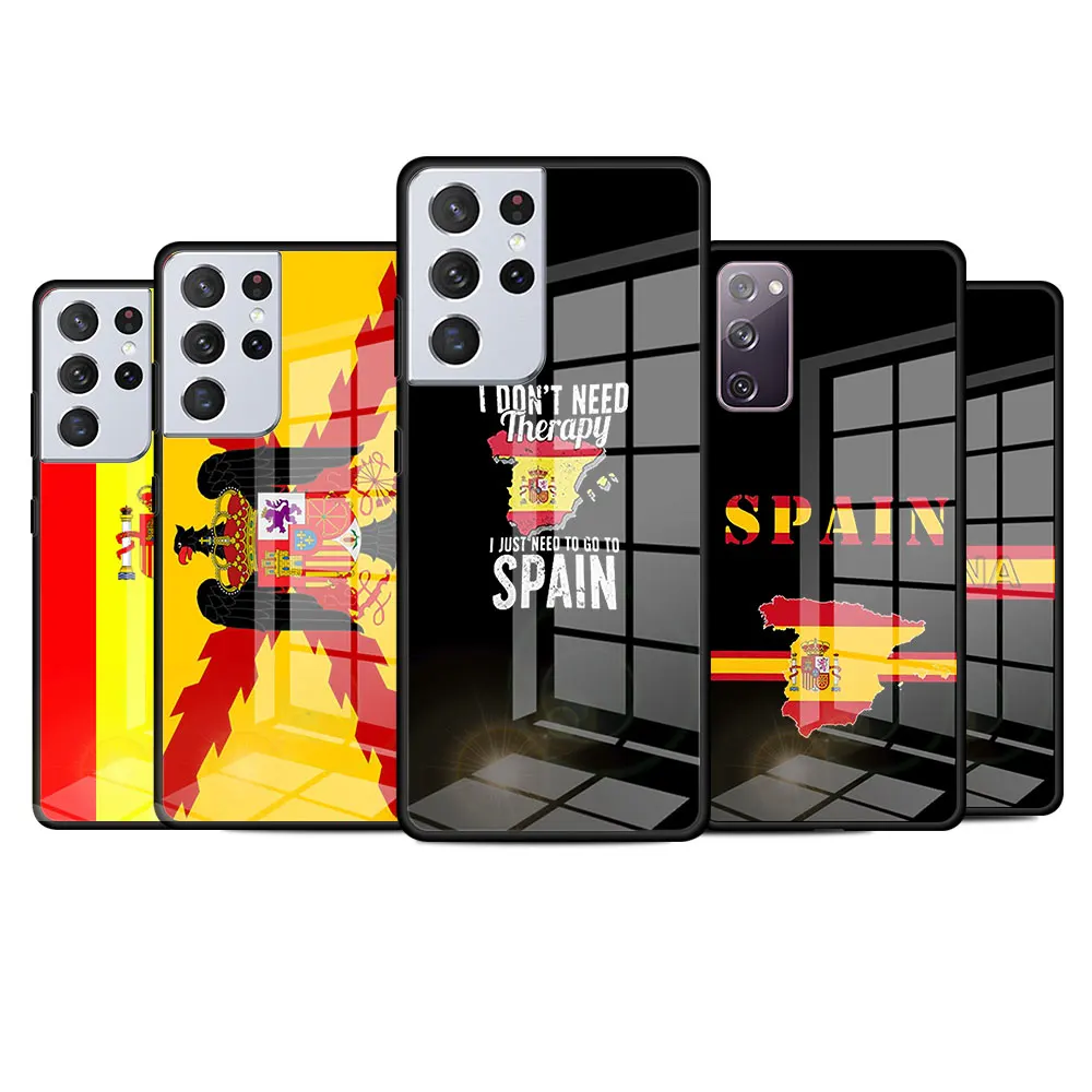 

Spain Coat Of Arms Flag Tempered Glass Phone Case For Samsung Galaxy S20 FE S21 Ultra S10 Lite S8 S9 Plus S10e 5G Cover Coque