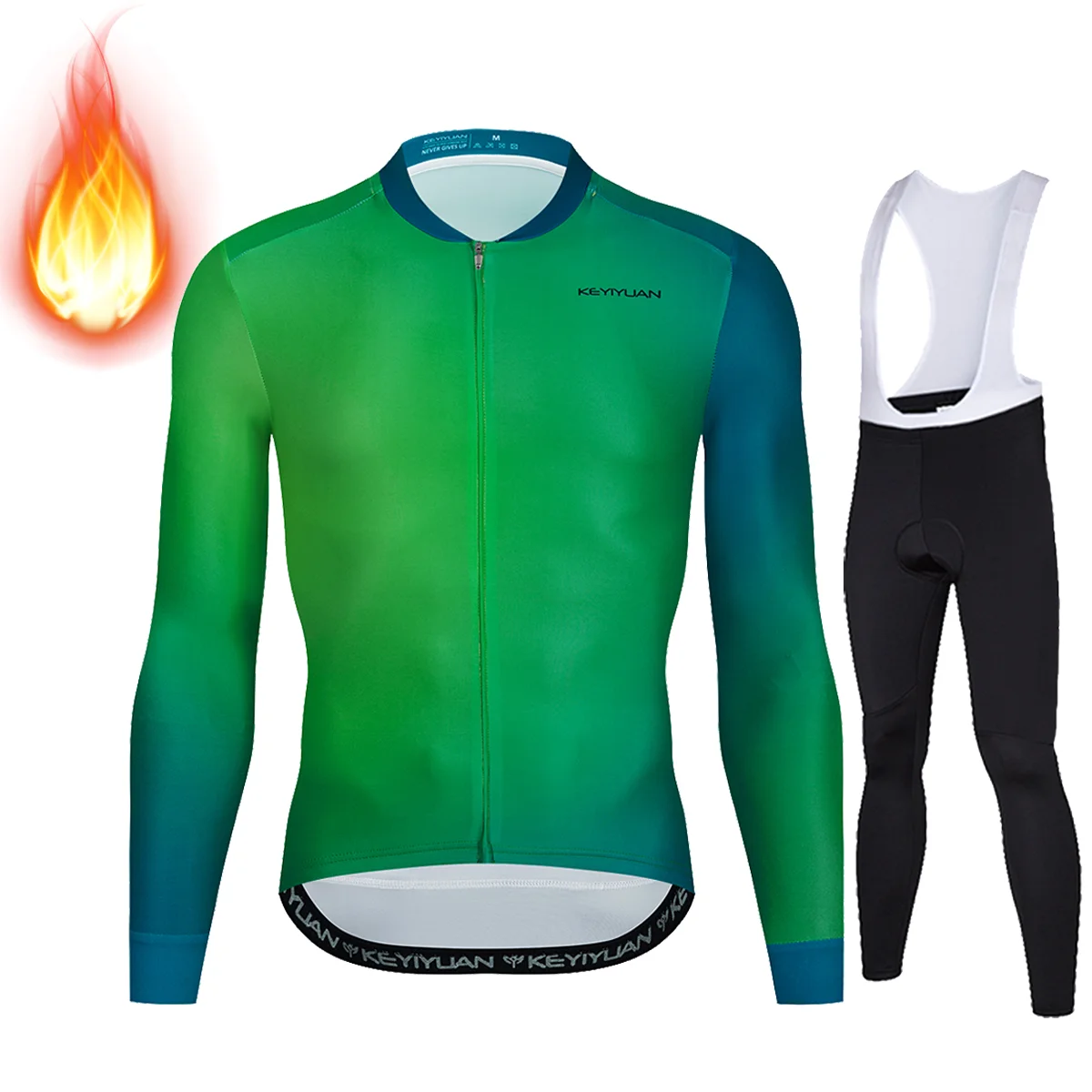 

KEYIYUAN Cycling Jersey Winter Warm Clothing Suit Racing Mountain Bike Long Sleeved Sportswear Fleece Top MTB Ciclismo Invernale