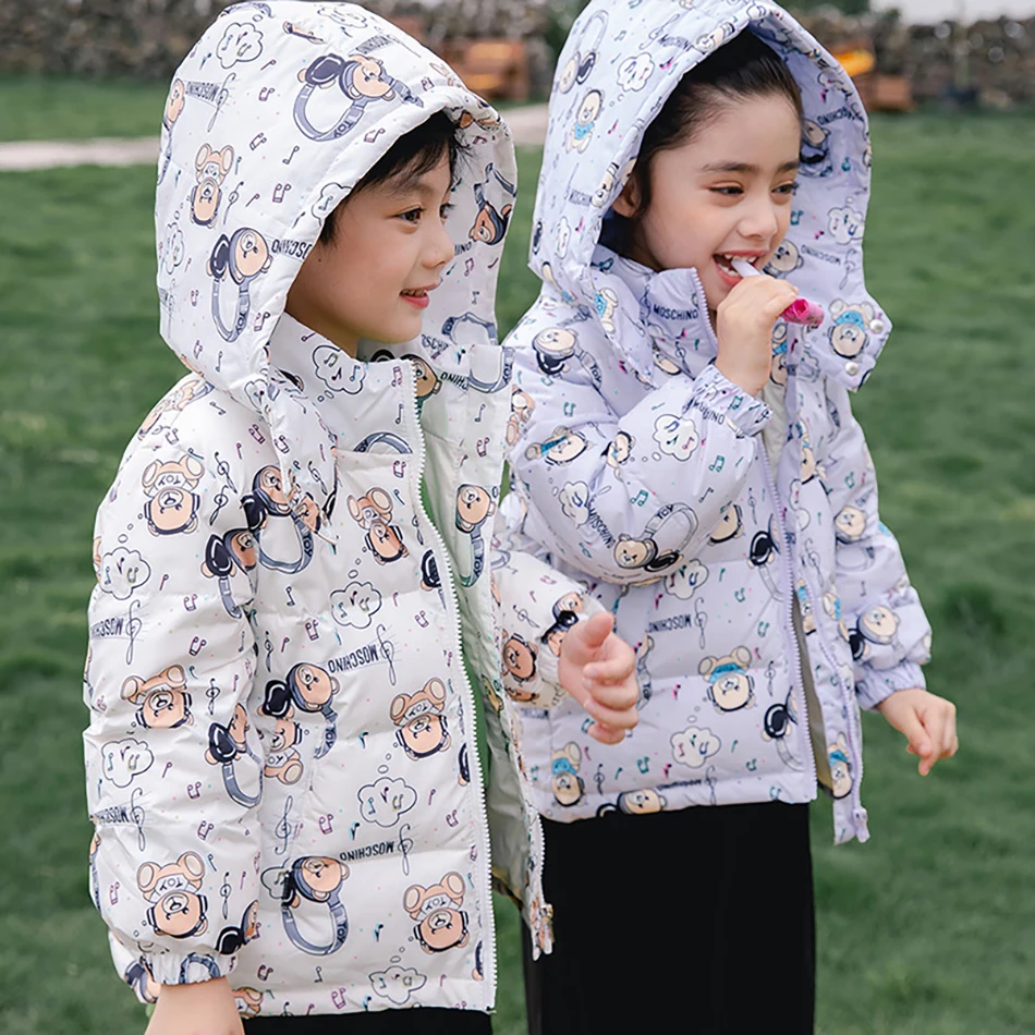 

Cute Autumn Winter Clothing New Children's Thin And Light Cotton Down Jacket Baby Boys Girls Fashion Hooded Coat Ear Outwear