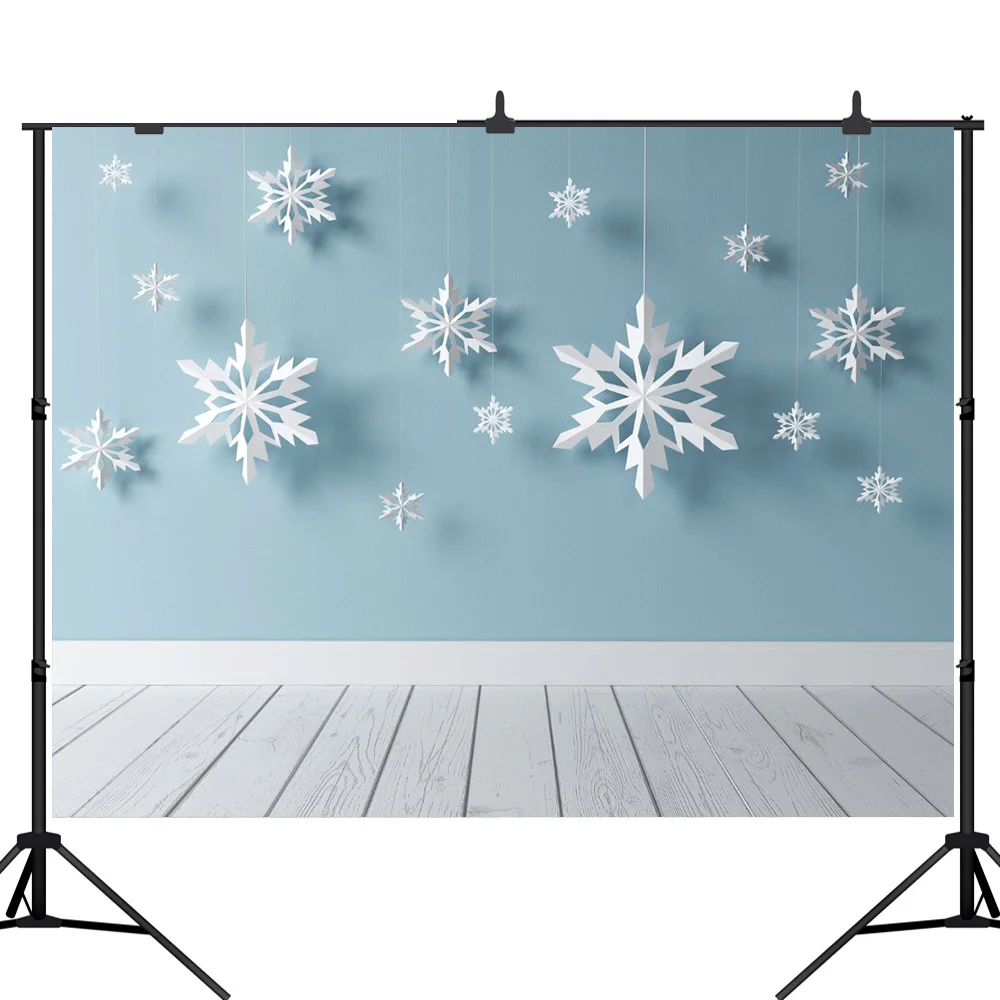 Lyavshi синий кирпичная стена со снежинками и деревянный пол фон для фотосъемки в