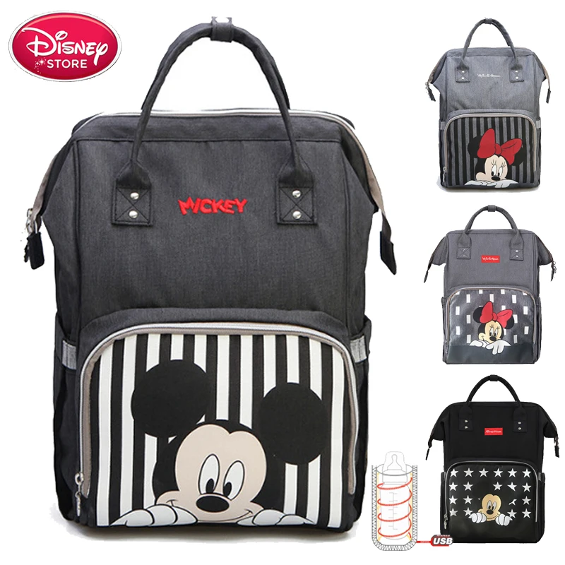 Disney мягкий подгузник сумка Микки Маус рюкзак для беременных подгузник сумка детские дорожные сумки для мам изоляция USB бутылочка для кормления