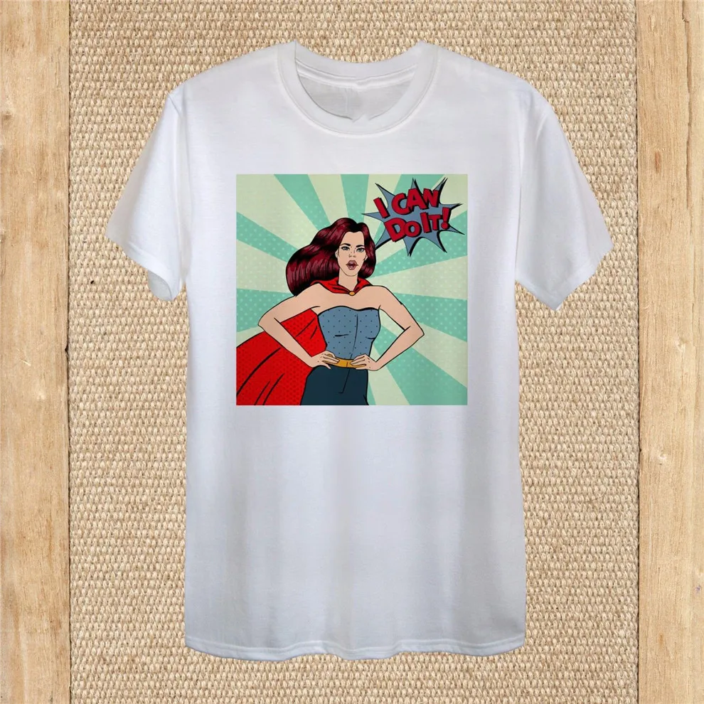 I Can Do It Supergirl Girl Power Pop Art футболка дизайн 100% хлопок унисекс женская размера