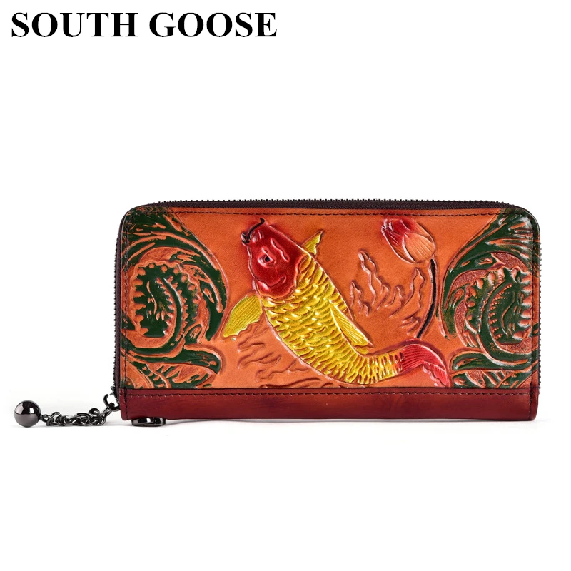Южный Гусь Новые Классические женские кошельки из натуральной кожи Длинный