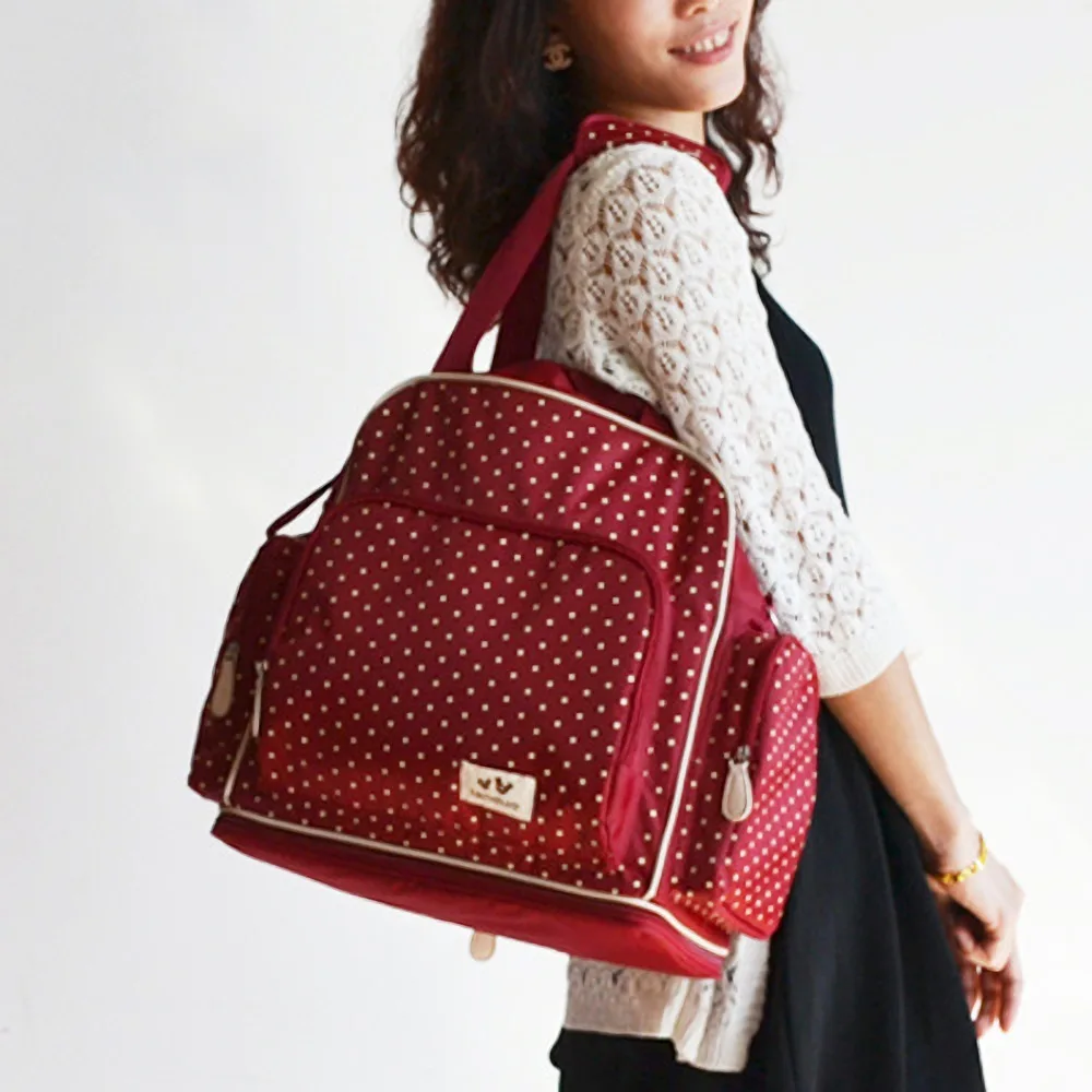 

Red Polka Dot Mommy Bag Shoulder Large Capacity Pregnant Mummy Bag Lightweight Going Out Milk Powder Bag Pregnant Mommy Backpack