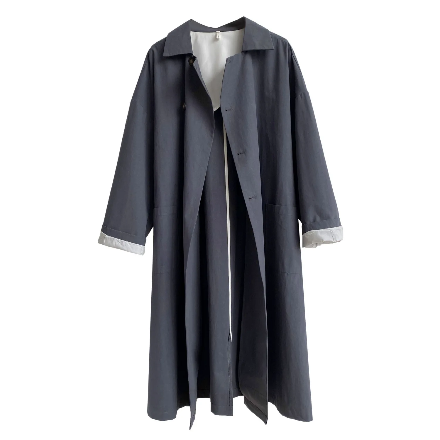 

Oversize Female Windbreaker 2020 New Autumn Solid Color Long Sleeve Overcoat Elegant Turn-down Collar Ultra Long Trench Coat