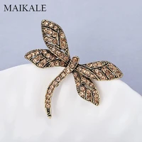 maikale new high quality dragonfly brooch pins crystal broches insect brooches for women girl shirt kids bag pendant accessories