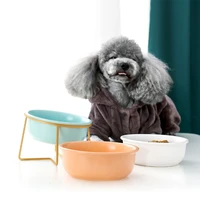 ceramic dog cat bowl food bowl with iron stand stand bracket porcelain water feeder bowl food bowl pet supplies drop shipping