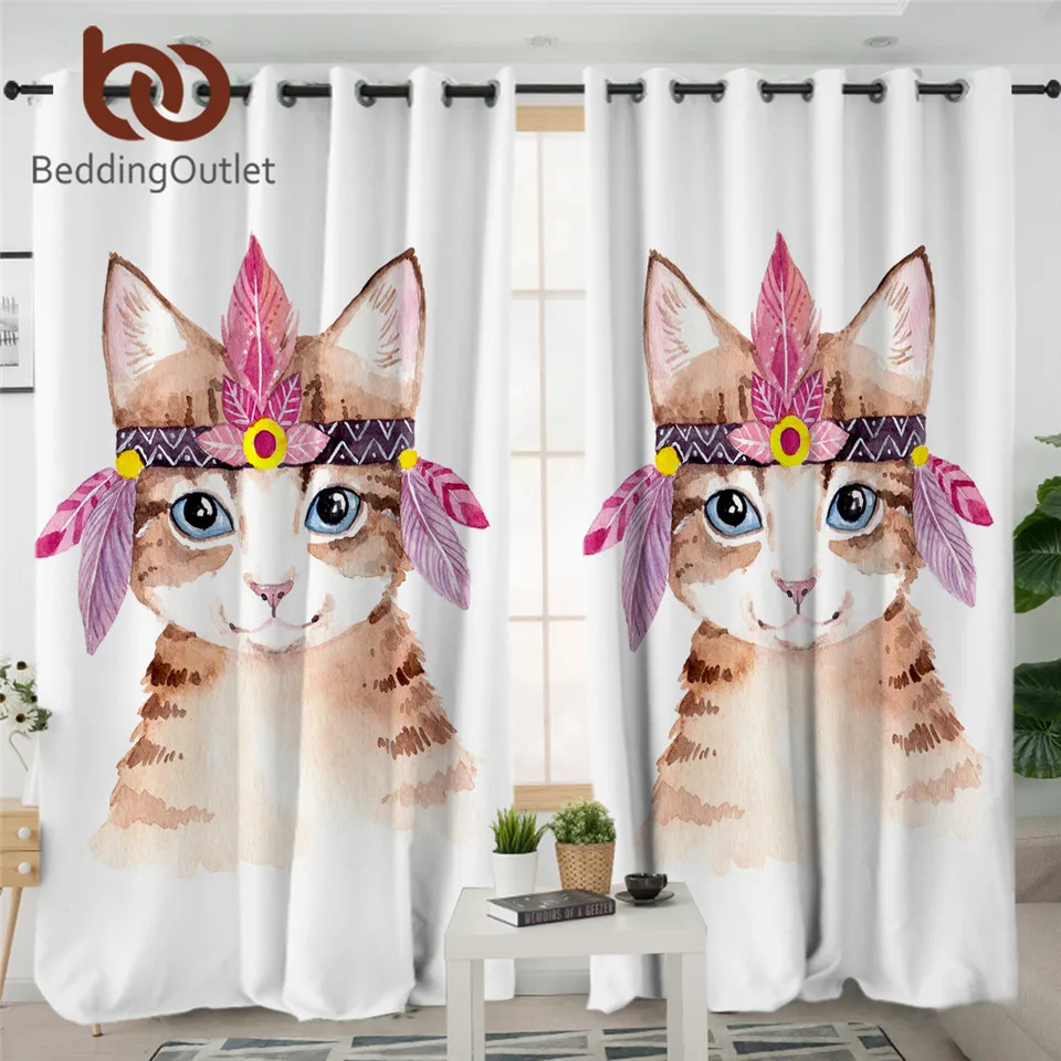 Занавески BeddingOutlet в виде милого кота для гостиной шторы спальни занавески окон с