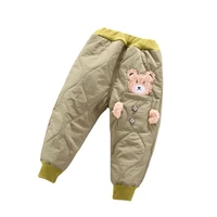 new infant autumn cartoon trousers winter children thick warm clothes kids boys girls elastic band pants baby cotton clothing