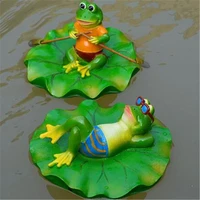creative resin floating frogs statue outdoor garden pond decorative cute frog sculpture for home desk garden decor ornament
