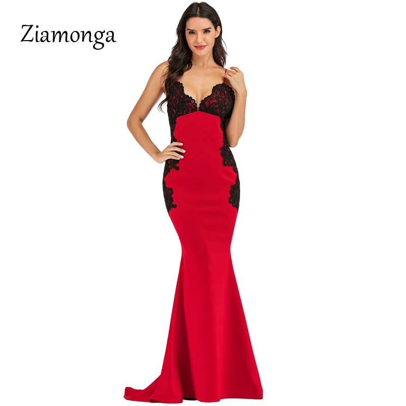 Ziamonga Vestidos вечерние нее кружевное платье для женщин Макси сексуальное с открытой