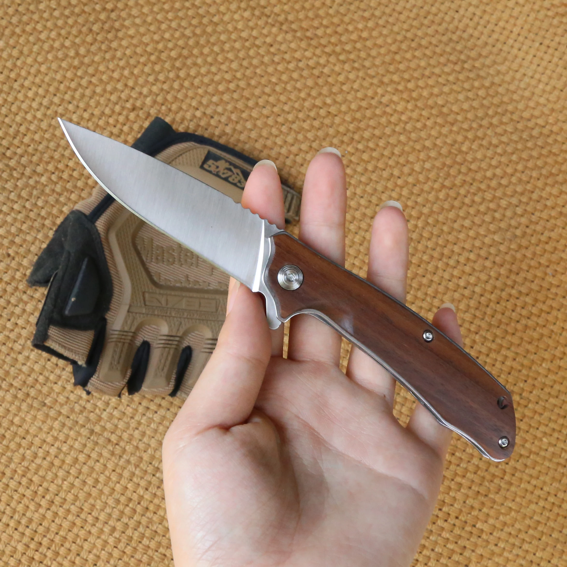 ТИГЕНД ОЕМ малый складной нож с лезвием из 9cr18mov, рукояткой из дерева, карманный фруктовый нож для отдыха на природе, выживания, кемпинга, охоты, ЭДК инструменты on.