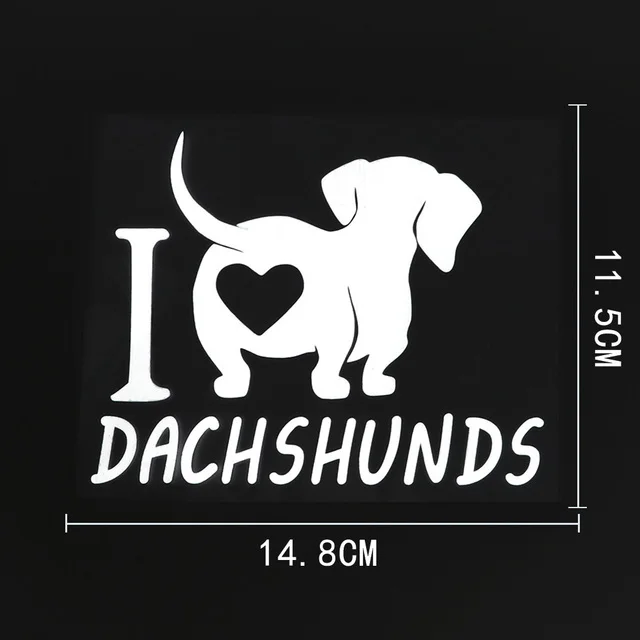 

14.8CMX11.5CM Fun I love Dachshunds Vinyl Animal Car Sticker Decal