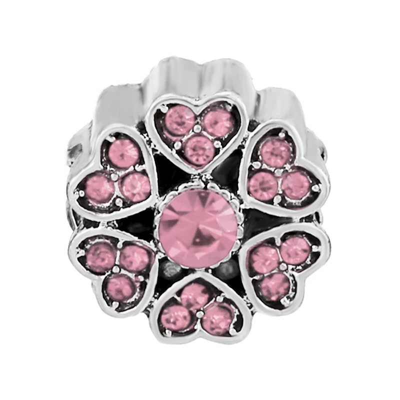 

Seialoy High Heels Beaded Crystal Flower Pendant Pink Glass Rhinestone Heart Charm Fit Brand Charms Bracelets DIY Jewelry Making