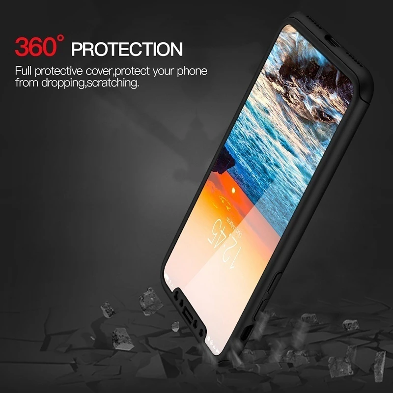 UPaitou Cases for iPhone SE 2020 11 Pro XR X XS Max 8 7 6 6S Plus Hard PC Case Luxury 360 Degree Full Cover with Tempered Glass |