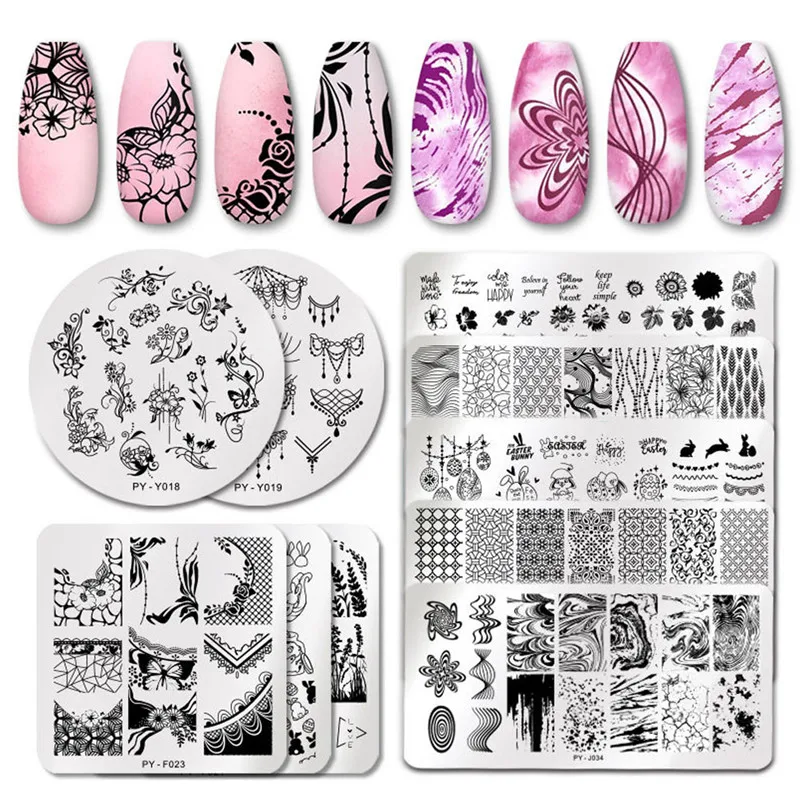 Пластины для стемпинга ногтей Роза дизайн пластины привидение паук цветок штамп