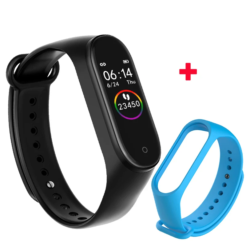black blue Фитнес-браслет Fentorn M 4, монитор сердечного ритма, кровяного давления, Bluetooth, смарт-браслет, часы для Xiao Mi Band, Android, IOS, телефон - Цвет: black blue