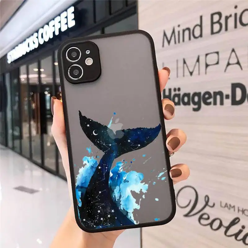

Cute blue whale killer whale cartoon Phone Cases Matte Transparent for iPhone 7 8 11 12 s mini pro X XS XR MAX Plus cover funda