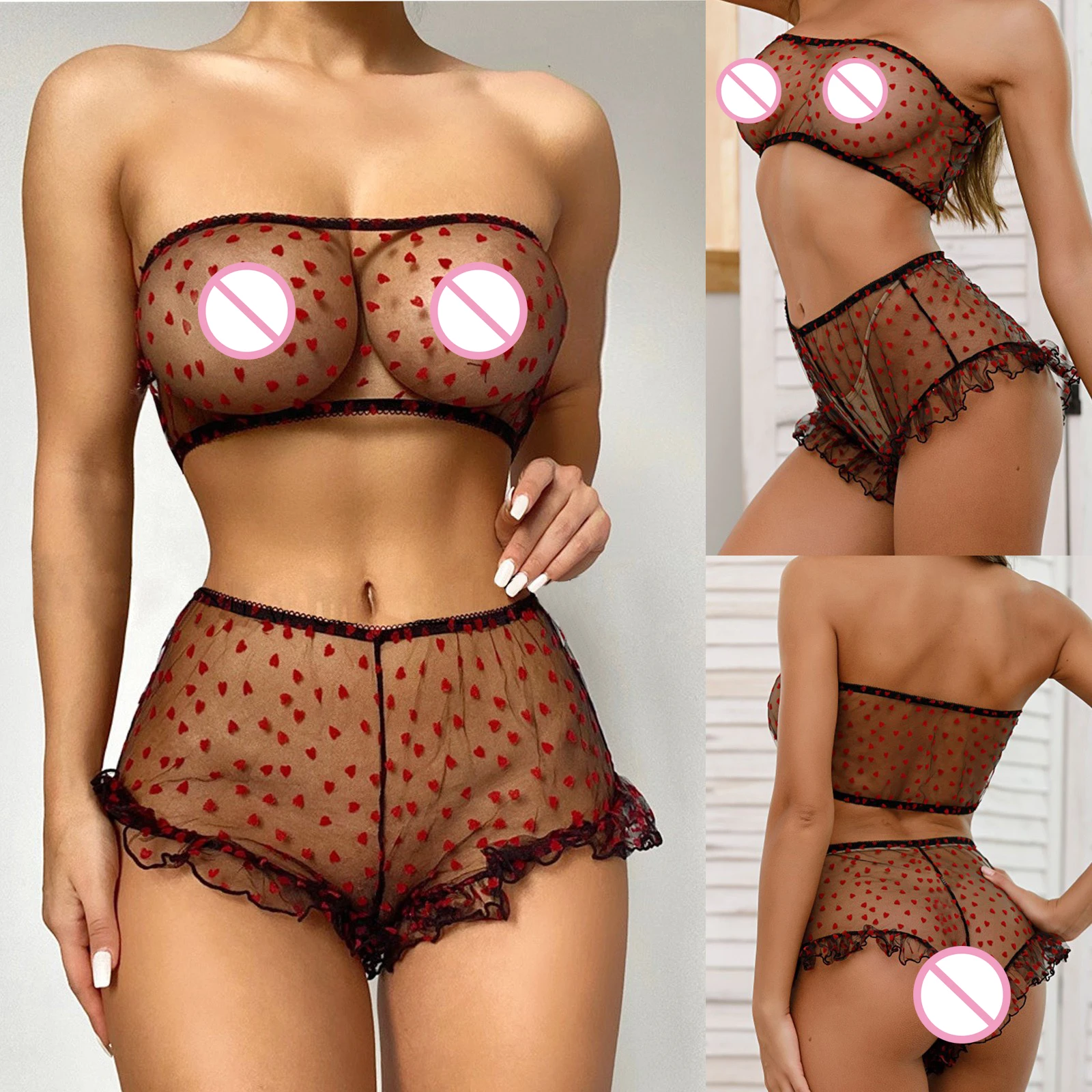 Прозрачный Женский комплект сексуальная летняя трёхточечная мода бюстгальтер с