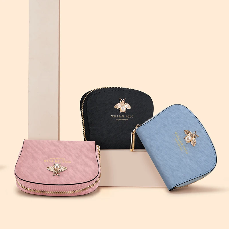 Women's leather pickup bag zipper small card holder fashion multi-function Coin Purse Mini Card Cover