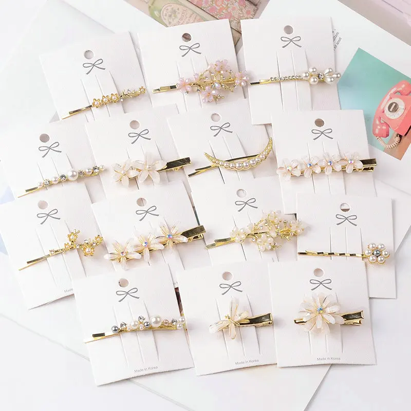 

2 pcs/lot Fashion Ins Style hairpin Pearl Rhinestone hairpin pearl butterfly hairpin girl hair accessories alloy hairpin