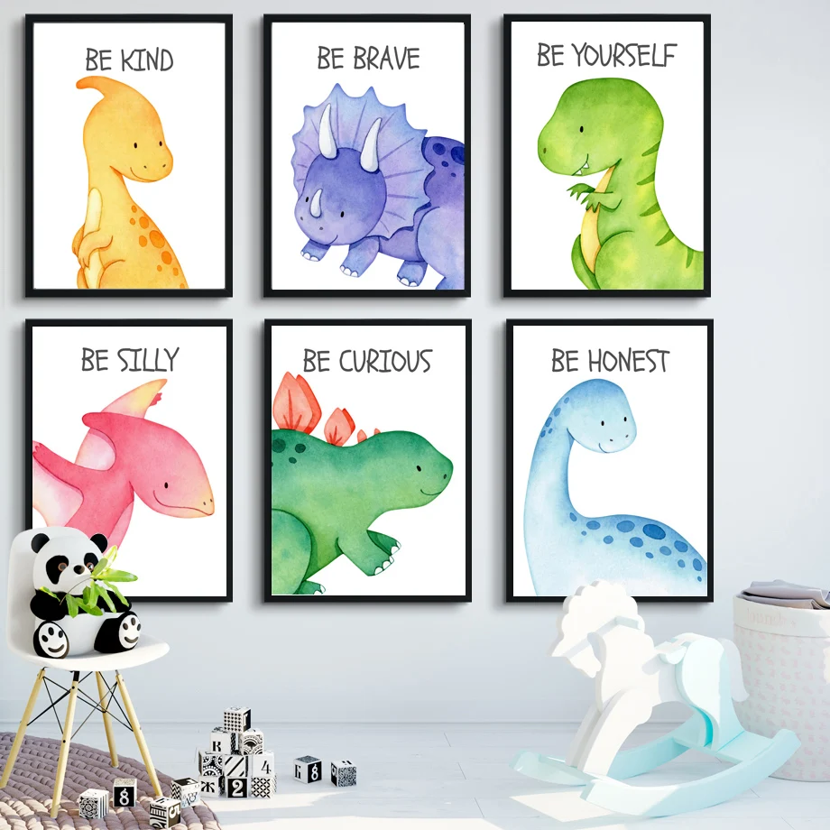 Красочный динозавр храбрости любопытная Цитата Детская комната Декор