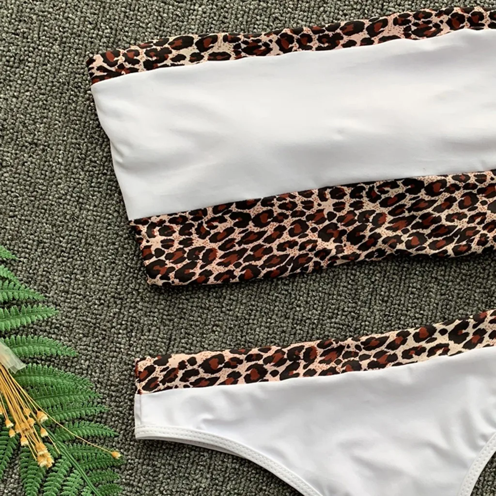 KANCOOLD Leopard White Print Advanced Patchwork Swimsuit Women Beachwear Vintage Swimwear Bathing Suits Bodysuit Monokini | Женская