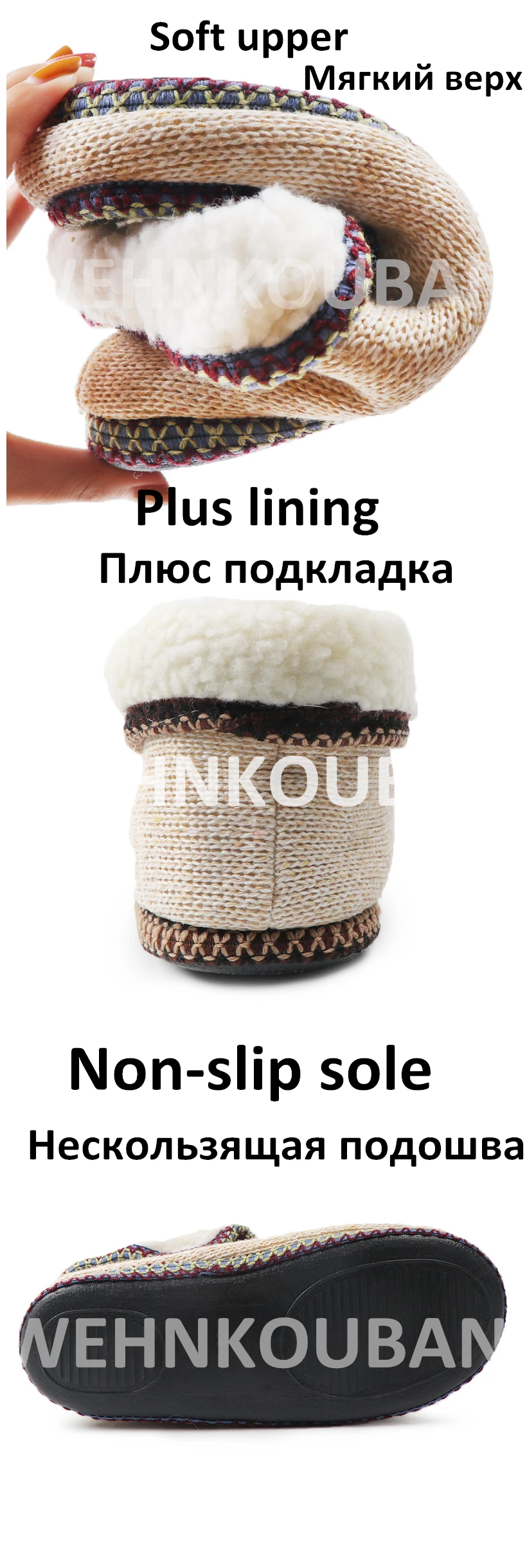 Женские меховые тапочки; зимние меховые шлепанцы; женские теплые плюшевые домашние тапочки; женская вязаная домашняя обувь с принтом; pantoufle femme;