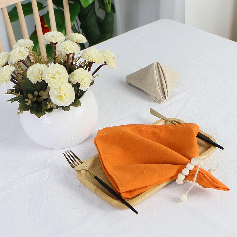 

50X50 Set of 12 Pack Serving Napkins Plates Polyester Fabric Reusable Table Mat for Kitchen Towel Dining Wedding Decoration