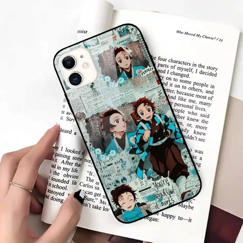 

TOPLBPCS Kamado Nezuko Kimetsu no Yaiba Demon Tempered glass phone case for iPhone 8 7 6 6S Plus X XR 11 pro XS MAX fundas
