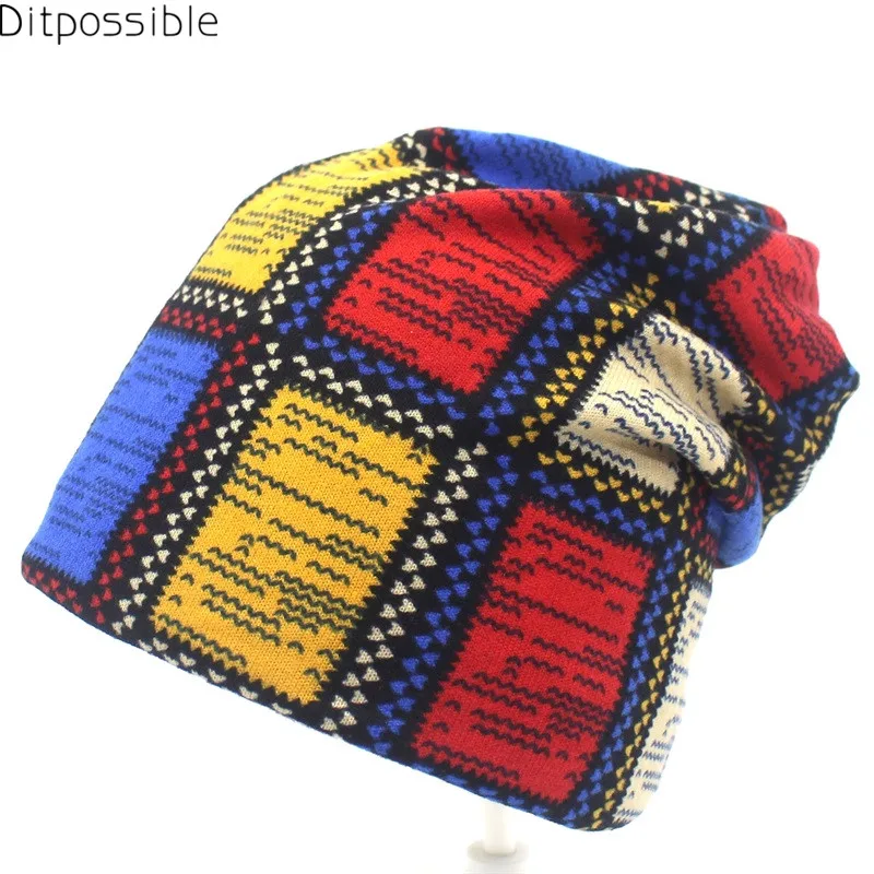 Ditpossible плед печати зима touca шапочки горро skullies шапки для женщин шляпа обернуть