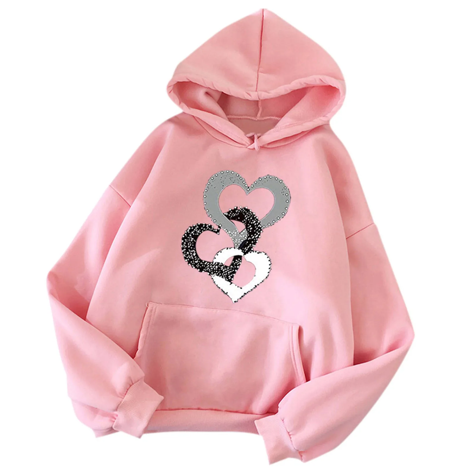 

Streetwear Hoodies Women Sweatshirt Autumn Long Sleeve Hoodies Harajuku Hoodie heart Print Sweatshirt Women Sudadera Mujer 2021