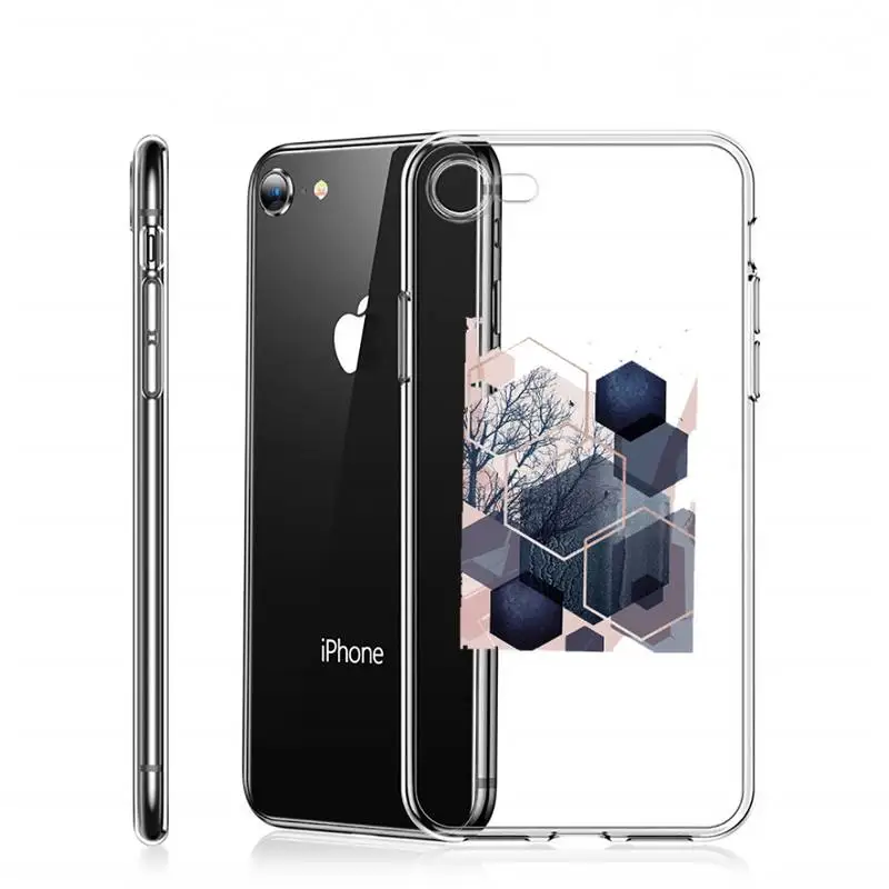 

Marble geometric pattern Phone Case Transparent for iPhone 6 7 8 11 12 s mini pro X XS XR MAX Plus