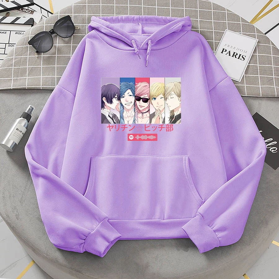 

Japanese Yarichin Club Anime Aesthetics Hoodies Sweatshirt New Fashion Women Hoodie Harajuku Hoodied Purple Hoody Tops