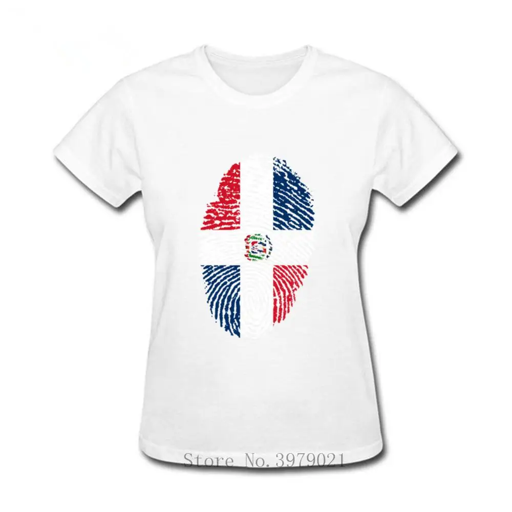 Флаг Доминиканской Республики отпечатков пальцев для женщин футболки рубашка с