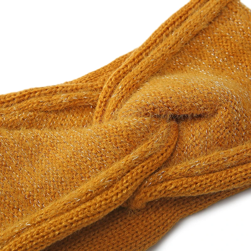 Новая женская шерстяная вязаная повязка на голову широкая эластичная Зимняя