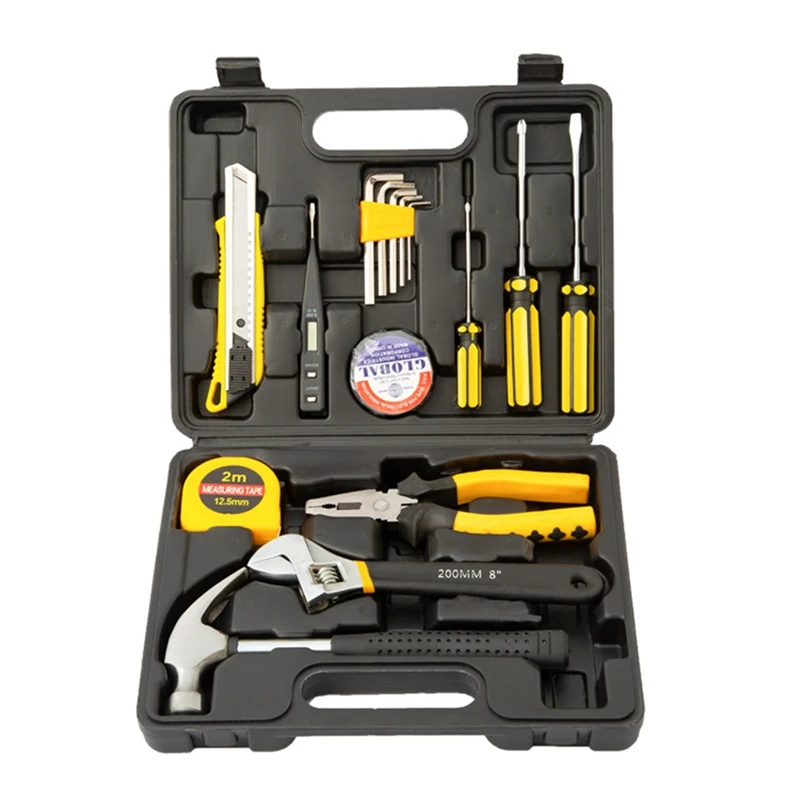 

16 PCS Small Tools Set Household Hand Repair Hand Tool Kit With Toolbox Wrench Wire Cutter Claw Hammer DIY Basic Tool