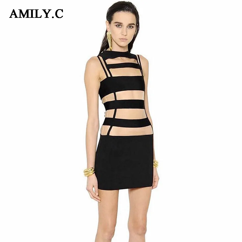 Amily.c 2021 Новинка весны для женщин Бандажное платье с О образным вырезом