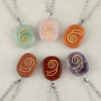 religion dai ko myo symbol pendant natural crystal pendant religion pattern oval necklace jewelry