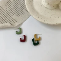 east gate candy colored earrings ins wind asymmetric contrast color u shaped earrings female personality simple all match