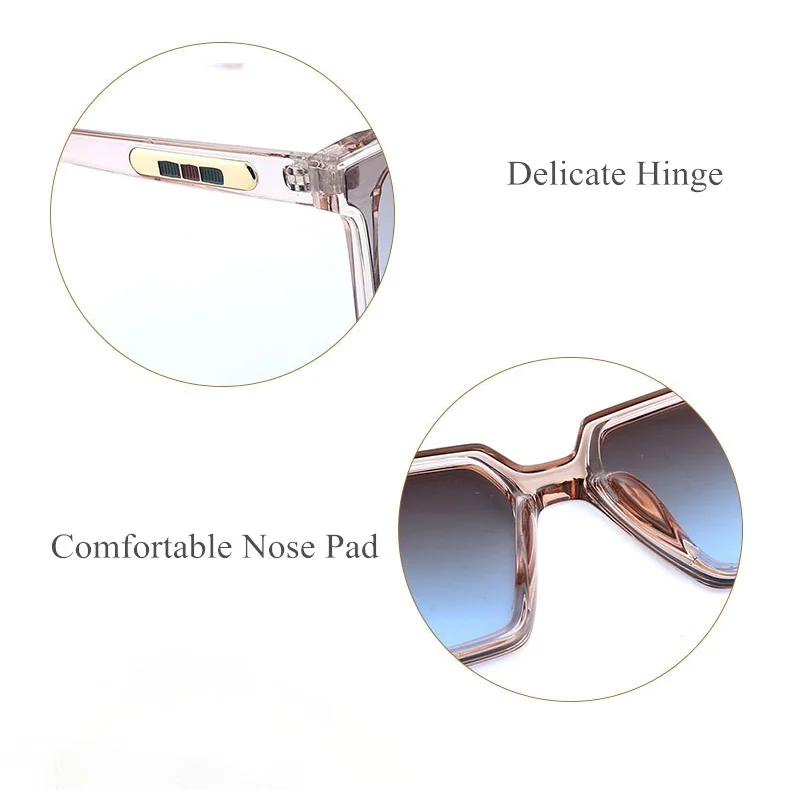 

Vintage Brand Designer Square Oversized Sunglasses Women Men Transparent Gradient Sun Glasses Big Frame Eyewear UV400