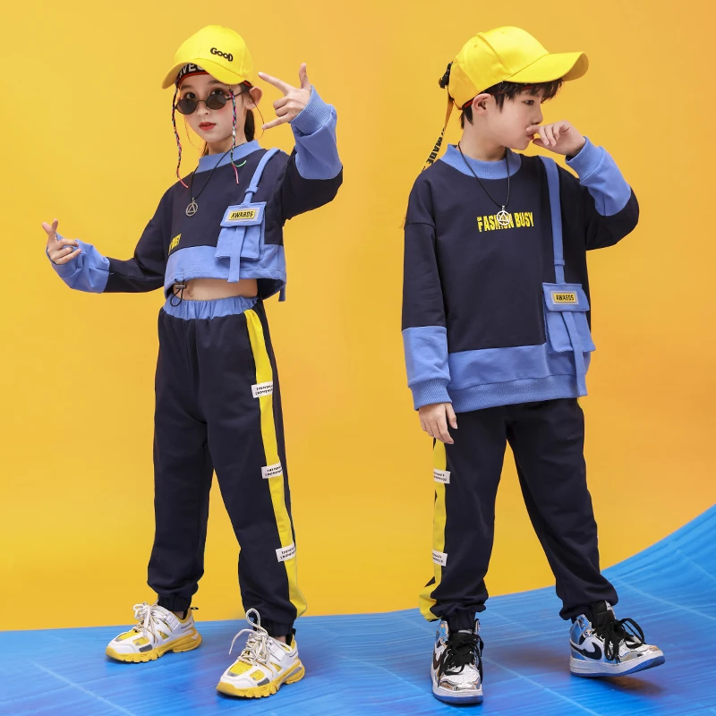 

Детский костюм для джазовых танцев в Корейском стиле, свободная куртка для мальчиков и девочек, спортивная одежда в стиле хип-хоп, красивая ...