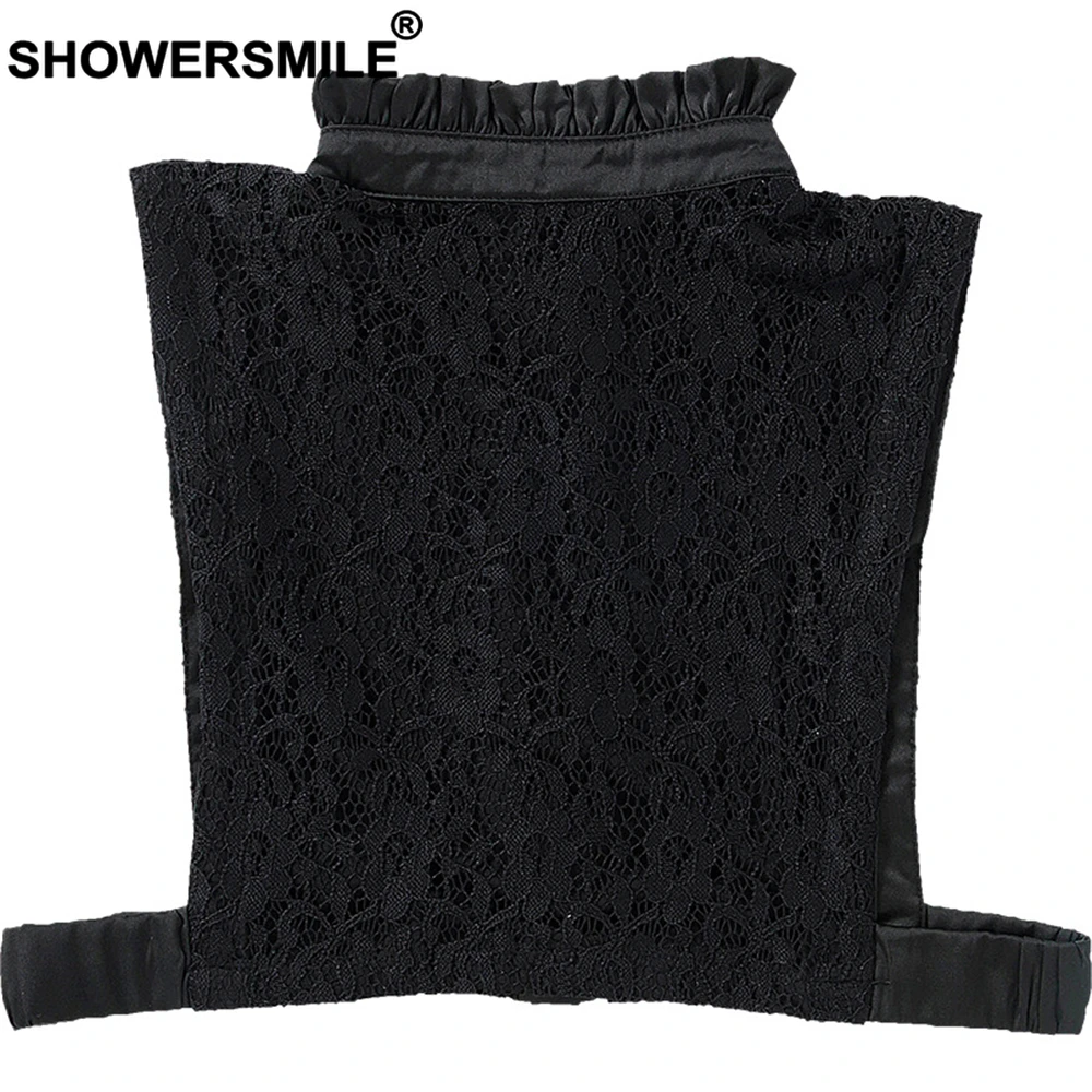 SHOWERSMILE съемный кружевной воротник женский Поддельный Воротник бордовый черный